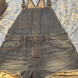 We The Free Blue Denim Overalls